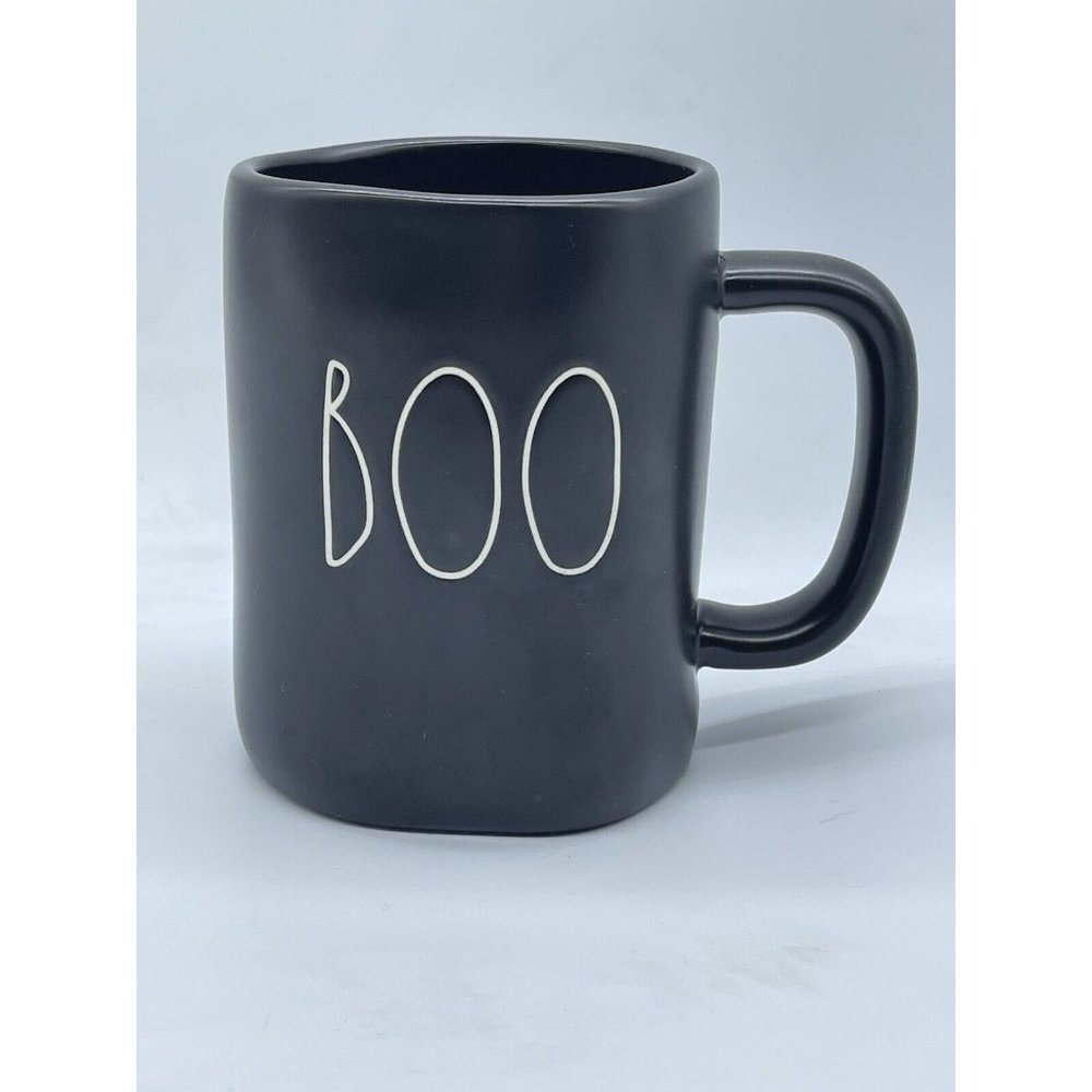 Rae Dunn BOO Halloween Black Coffee Tea Mug Matte Finish Spooky